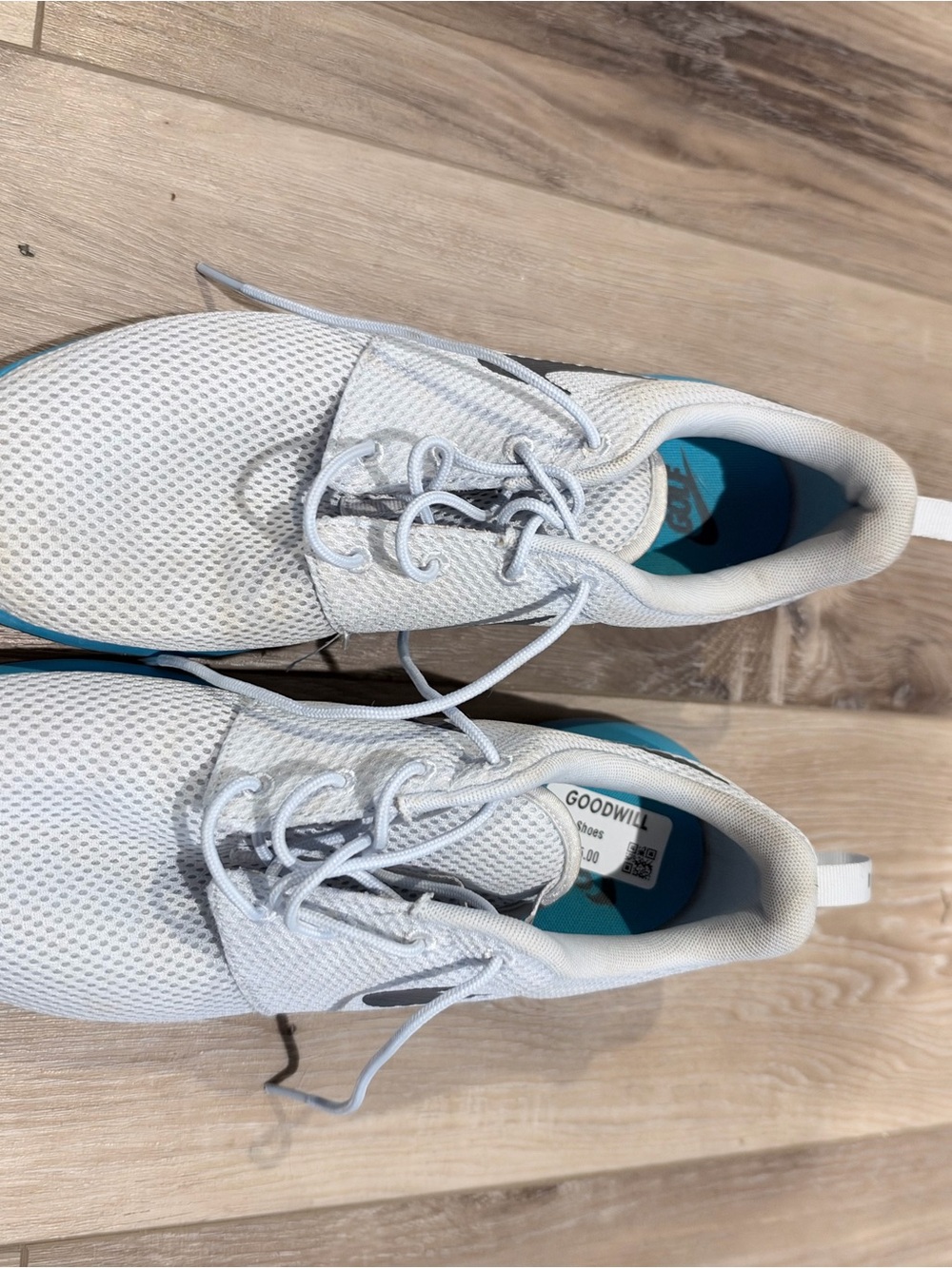Nike Men’s Athletic Sneakers in White with Teal Accents